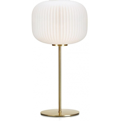 Designerska Lampa stołowa szklana Sober 25 Biała Markslojd do sypialni.