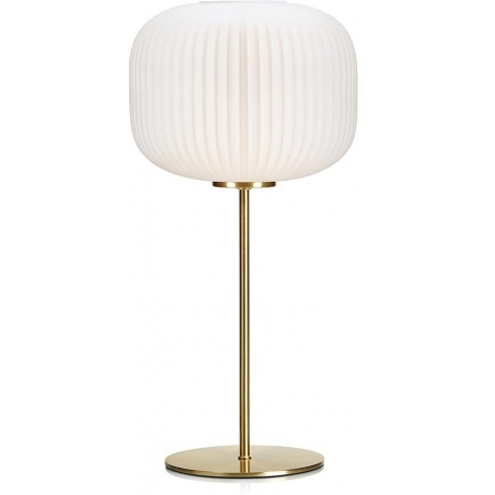 Designerska Lampa stołowa szklana Sober 25 Biała Markslojd do sypialni.