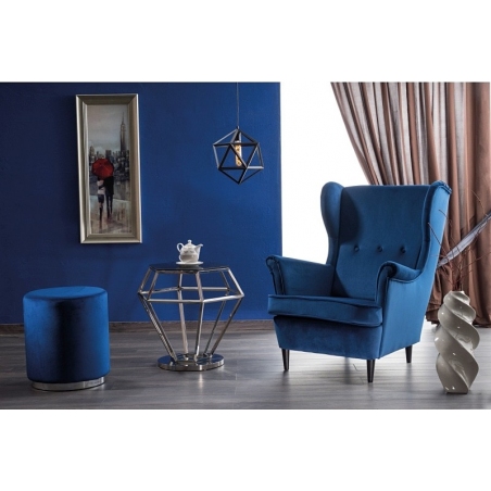 Lord navy blue velvet upholstered armchair Signal