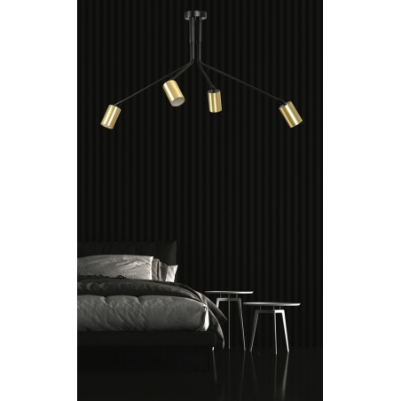 Verno IV black&gold semi flush ceiling light with adjustable arms and 4 lights Emibig