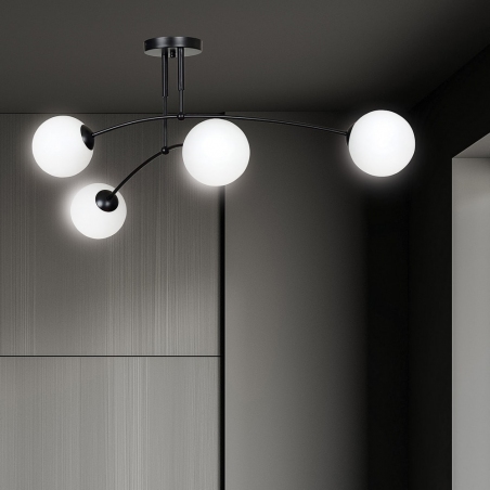 Pregos IV 60 black&white glass balls semi flush ceiling light Emibig