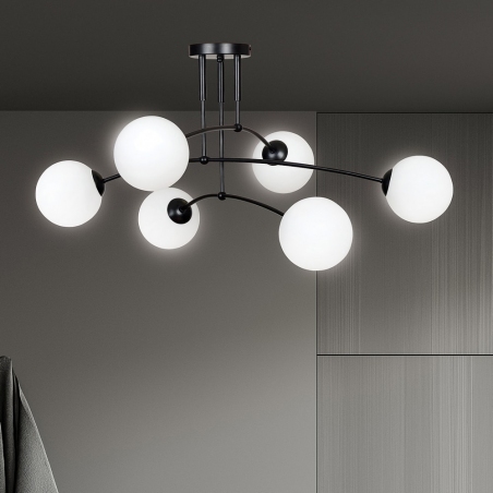Pregos VI 70 black&white glass balls semi flush ceiling light Emibig