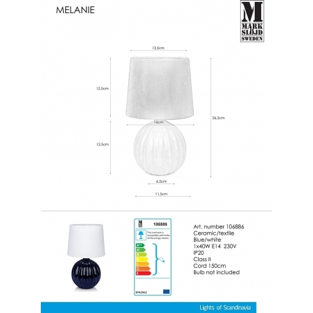 Melanie 16 blue ceramic table lamp Markslojd
