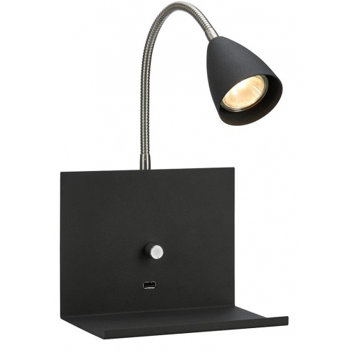 Logi black wall lamp with switch Markslojd