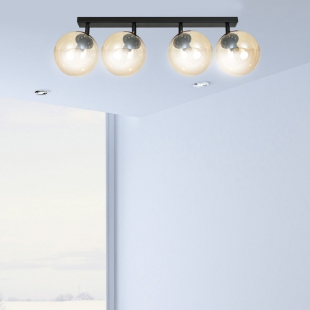 Tofi IV black&honey adjustable glass balls ceiling lamp Emibig