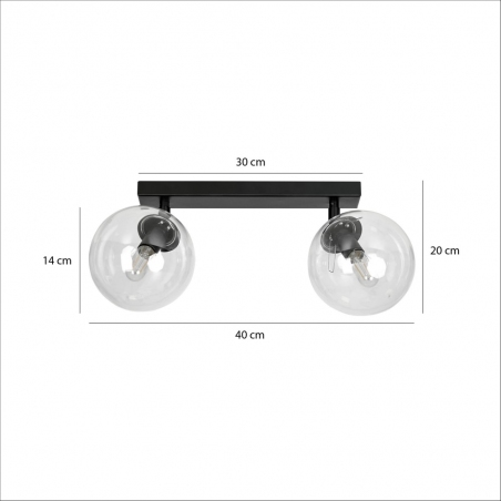 Tofi II black&clear adjustable glass balls ceiling lamp Emibig