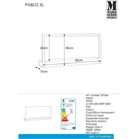 Pablo LED 60 white wall lamp with shelf Markslojd