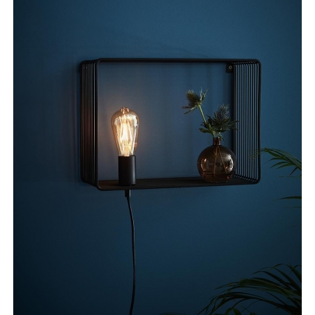 Shelf black wire wall lamp with switch Markslojd