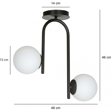Kalf II white&black glass balls semi flush ceiling light Emibig
