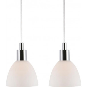 Stylowa Lampa wisząca szklana Ray Double White Chrom Biała Nordlux nad wyspę do kuchni. 2