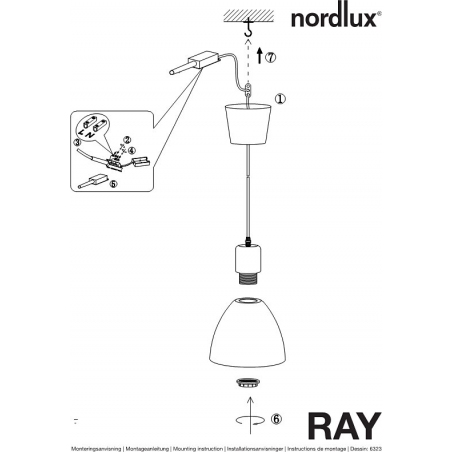 Ray Double White Chrome white glass pendant lamp Nordlux