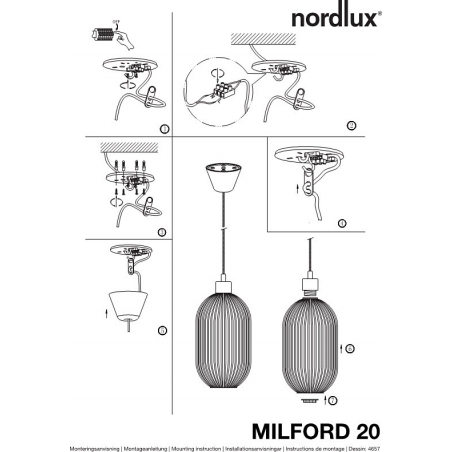 Milford 20 opal glass glass pendant lamp Nordlux
