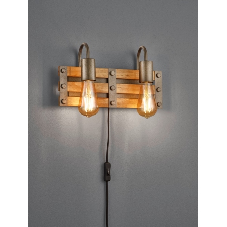 Khan II wood&nickel wooden wall lamp with switch Trio