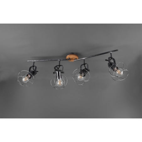 Madras IV old silver&wood ceiling spotlight with 4 lights Trio