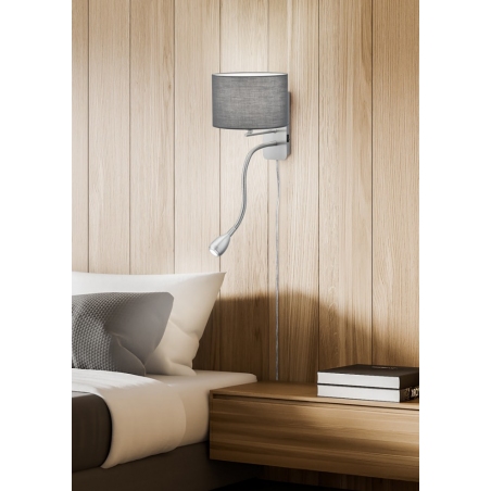 Hotel nickel matt&grey wall lamp with shade Trio