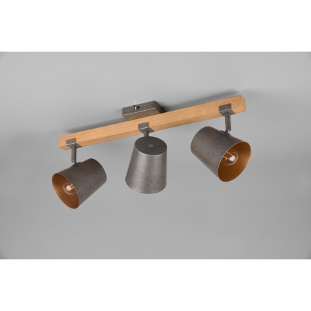 Reflektor sufitowy industrialny Bell III nikiel antyczny/drewno Trio
