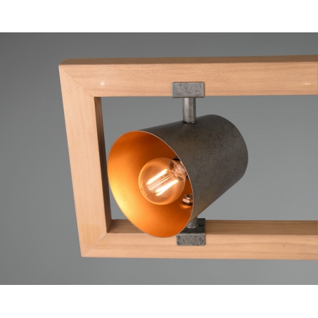 Lampa wisząca industrialna Bell 100 nikiel antyczny/drewno Trio