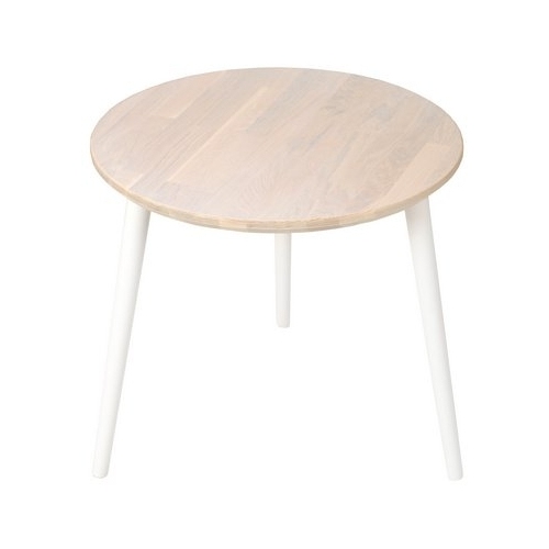 Scandi White 47 whitewash oak&amp;white wooden round coffee table Moon Wood