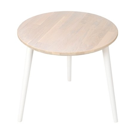 Scandi White 47 whitewash oak&amp;white wooden round coffee table Moon Wood