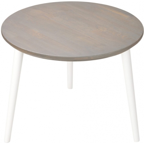 Scandi Gray 47 grey oak&amp;white wooden round coffee table Moon Wood