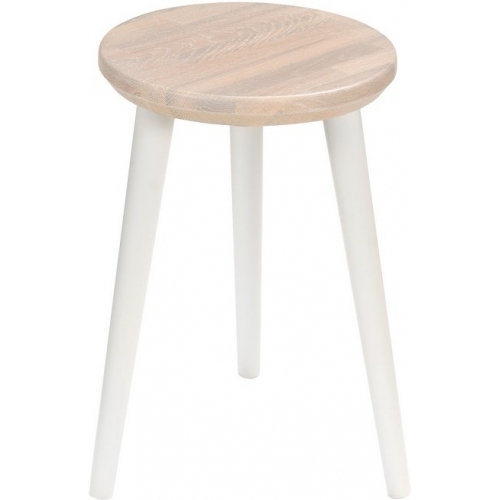 Scandi White 47 whitewash oak&amp;white wooden stool Moon Wood