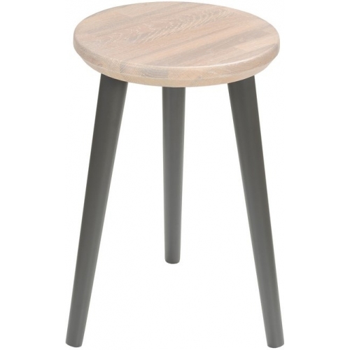 Scandi White 54 whitewash oak&amp;graphite wooden stool Moon Wood