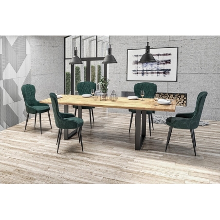 Stół z drewna dębowego industrialny Radus 140x85 Czarny Halmar