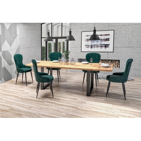 Stół z drewna dębowego loftowy Radus 160x90 Czarny Halmar