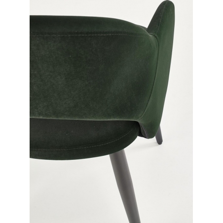 Krzesło welurowe z podłokietnikami K364 Ciemno zielone Halmar