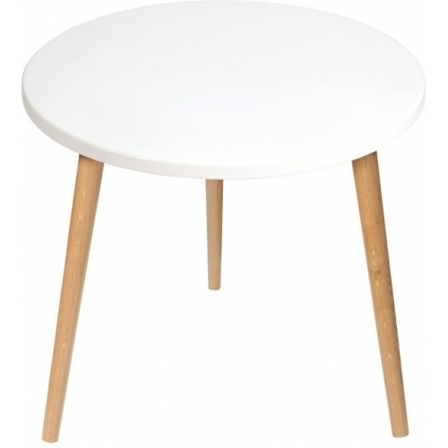 Crystal White 47 white&amp;oak scandinavian coffee table Moon Wood