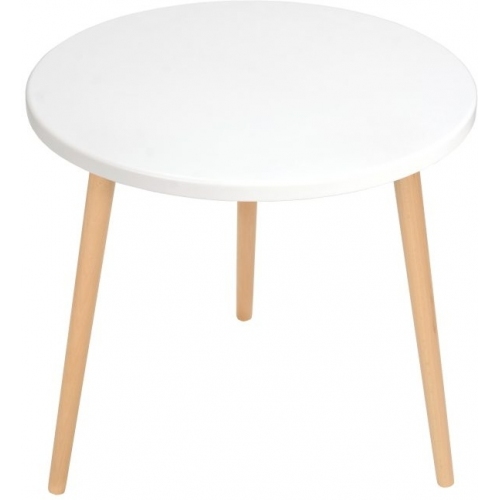 Crystal White 54 white&amp;beech scandinavian coffee table Moon Wood