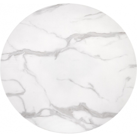 Ambrosio 90 marble&black glass round one leg dining table Halmar