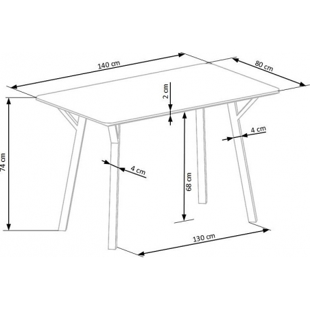 Balrog 140x80 grey&black rectangular dinning table Halmar