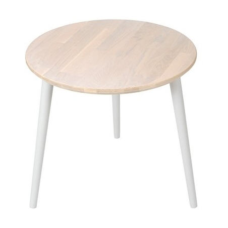 Scandi White 54 whitewash oak&amp;grey wooden round coffee table Moon Wood
