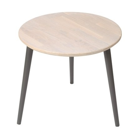 Scandi White 54 whitewash oak&amp;graphite wooden round coffee table Moon Wood