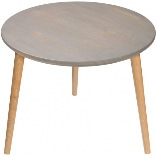 Scandi Gray 47 grey oak&amp;oak wooden round coffee table Moon Wood