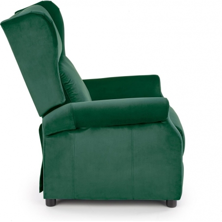 Designerski Fotel welurowy Agustin II Velvet Ciemno zielony Halmar do salonu i sypialni.