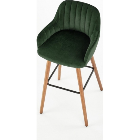 H-93 75 dark green velvet bar chair with wooden legs Halmar