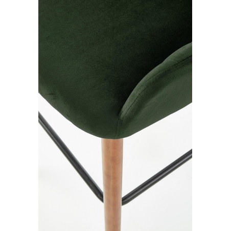 Krzesło barowe welurowe z oparciem H-93 75 ciemno zielone Halmar