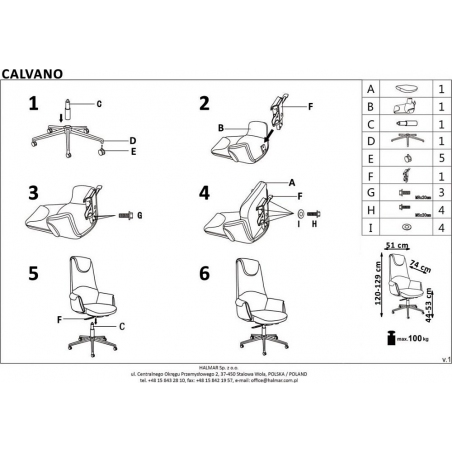 Fotel biurowy z zagłowkiem Calvano Jasno Brązowy Halmar