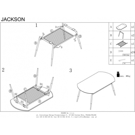 Stół loft z półką Jackson 160x90 dąb złoty/czarny Halmar