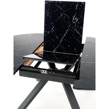 Vertigo 130 black marble&black round extending dining table Halmar