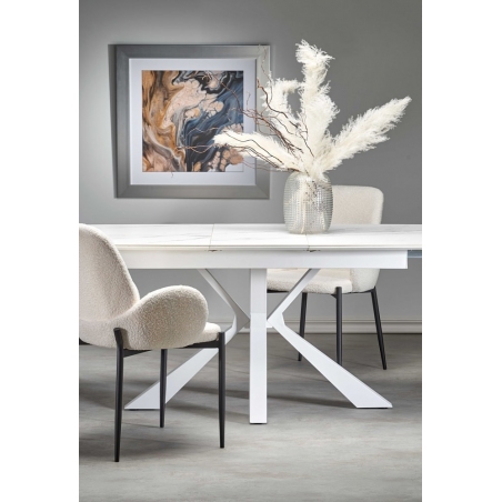 Stół rozkładany glamour Vivaldi 160x89cm biały marmur/biały Halmar