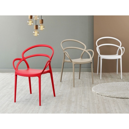 Mila beige plastic chair with armrests Siesta