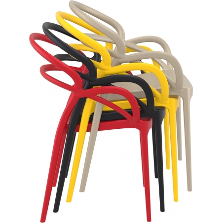 Krzesło plastikowe z podłokietnikami Mila Czerwone Siesta