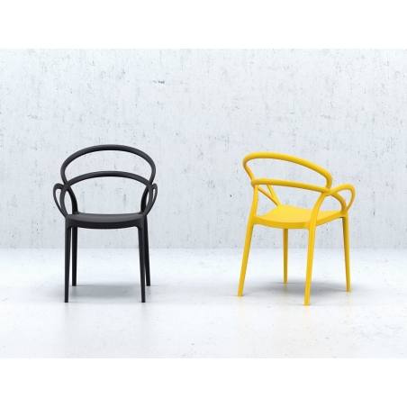 Krzesło plastikowe z podłokietnikami Mila Żółte Siesta