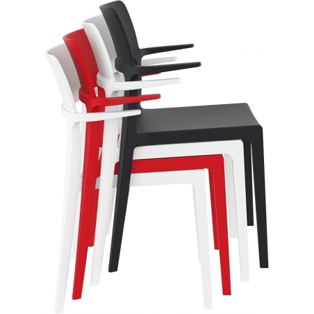 Krzesło plastikowe z podłokietnikami Plus Czarne Siesta