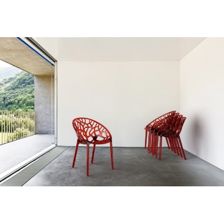 Crystal red transparent openwork modern chair Siesta