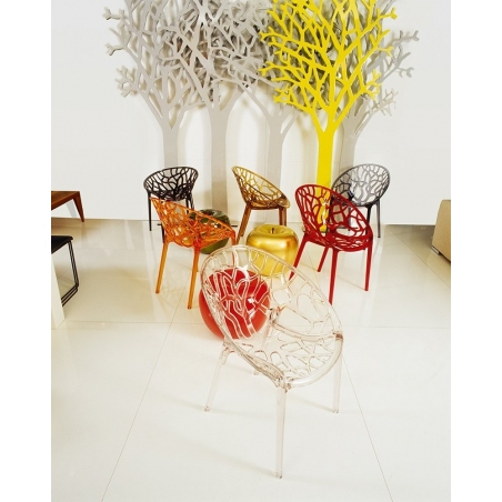 Crystal orange transparent openwork modern chair Siesta