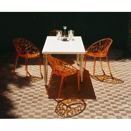Crystal amber transparent openwork modern chair Siesta